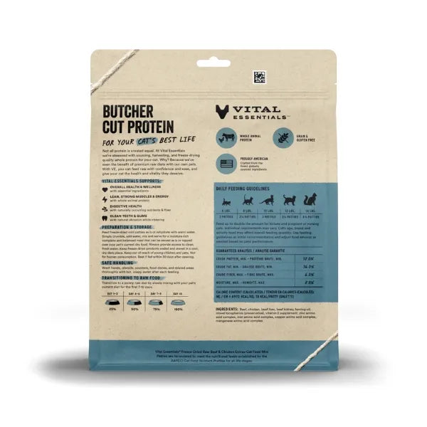 Vital Essentials Freeze-Dried Raw Beef & Chicken for Cats Mini Patties 15oz