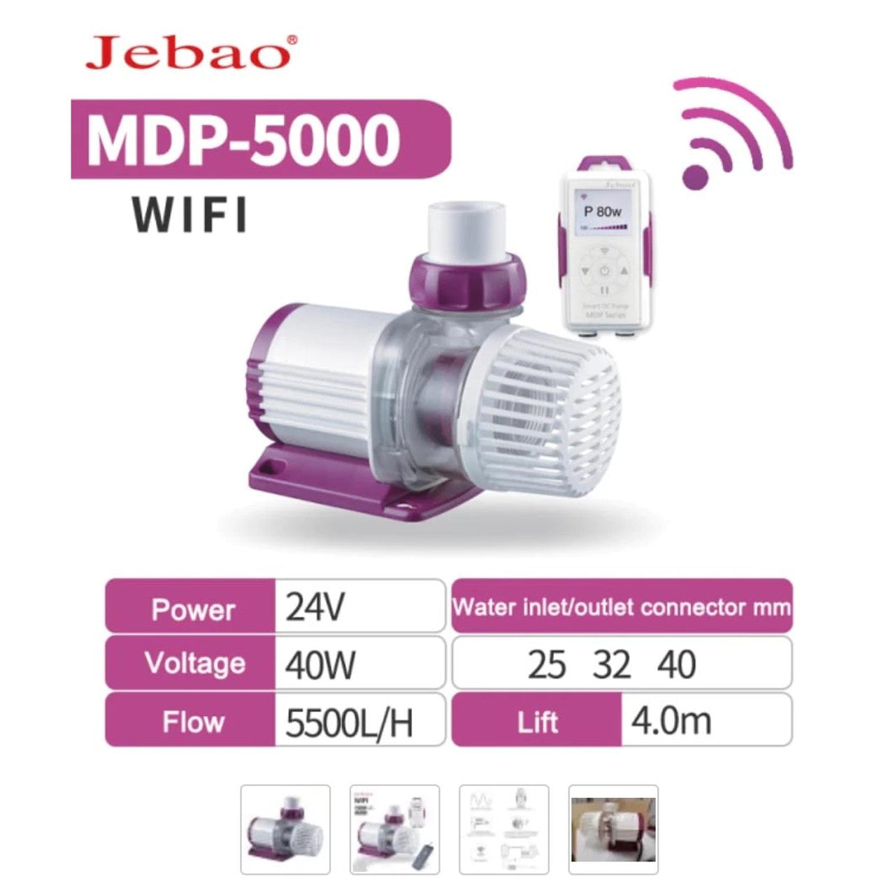 Jebao MDP-5000 Submersible WIFI Return Pump w/ Digital Display