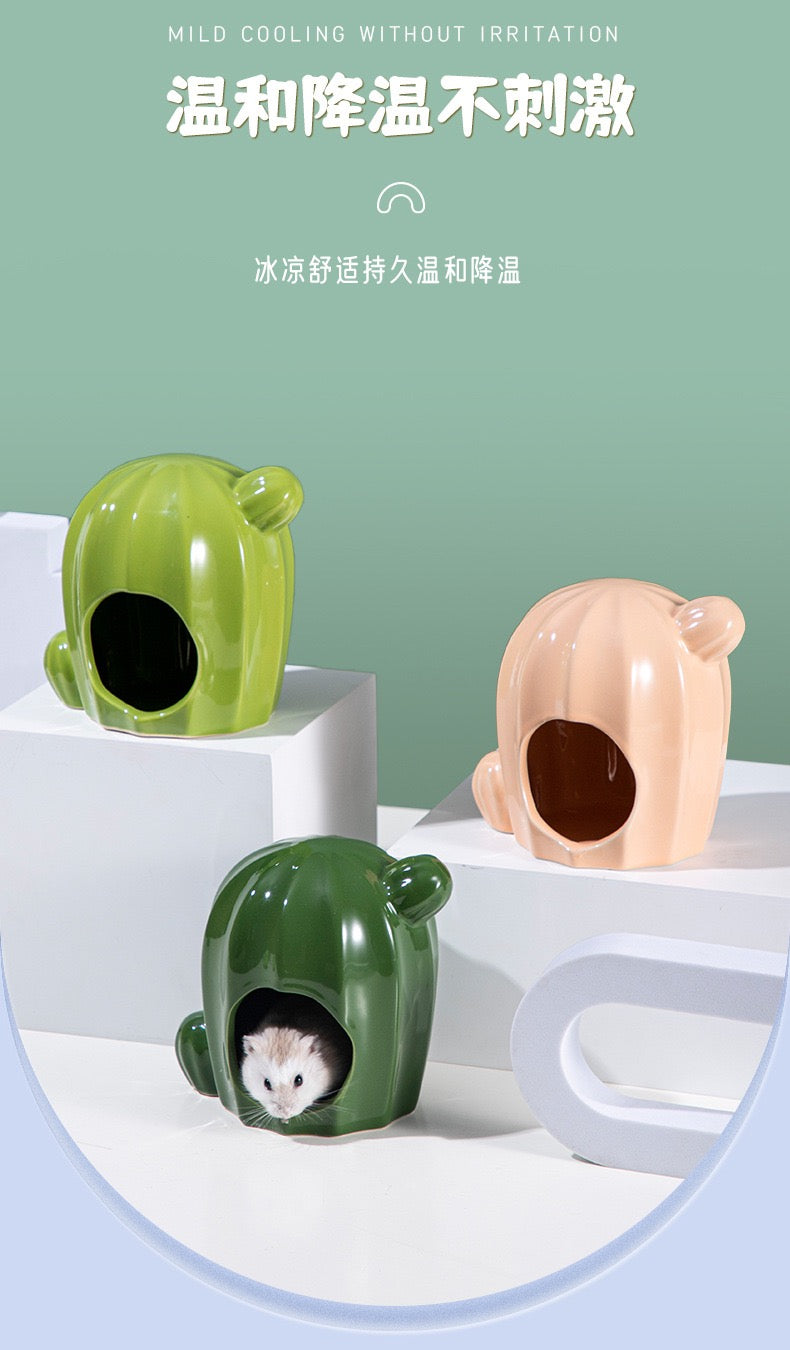 Yee Hamster Cactus Shape Hideout Ceramic House For Small Pets