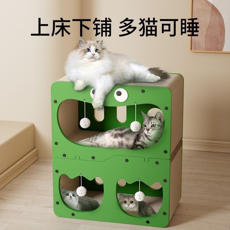 MiaoFairy Luxury Double CardBoard Cat Scratcher Bed House
