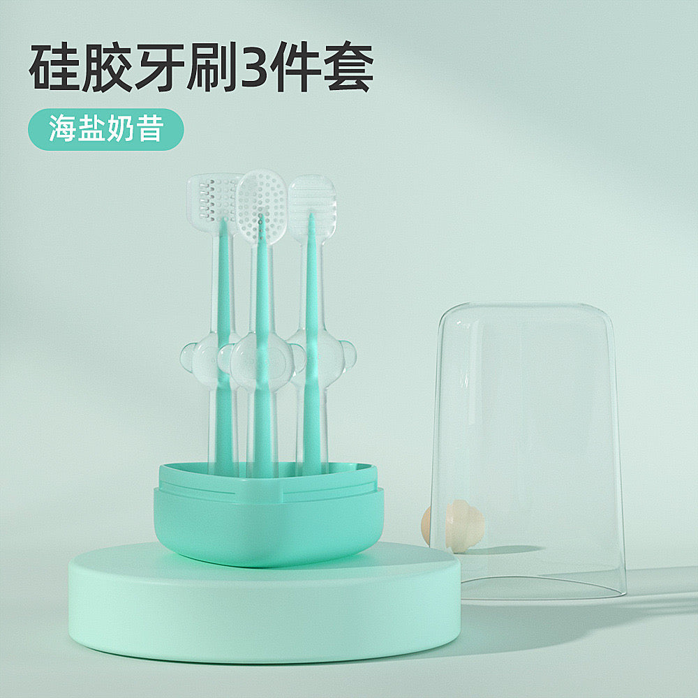 Hoopet 3-Piece Gentle Dental Care Pet Silicone Toothbrush Set For Cats Dogs