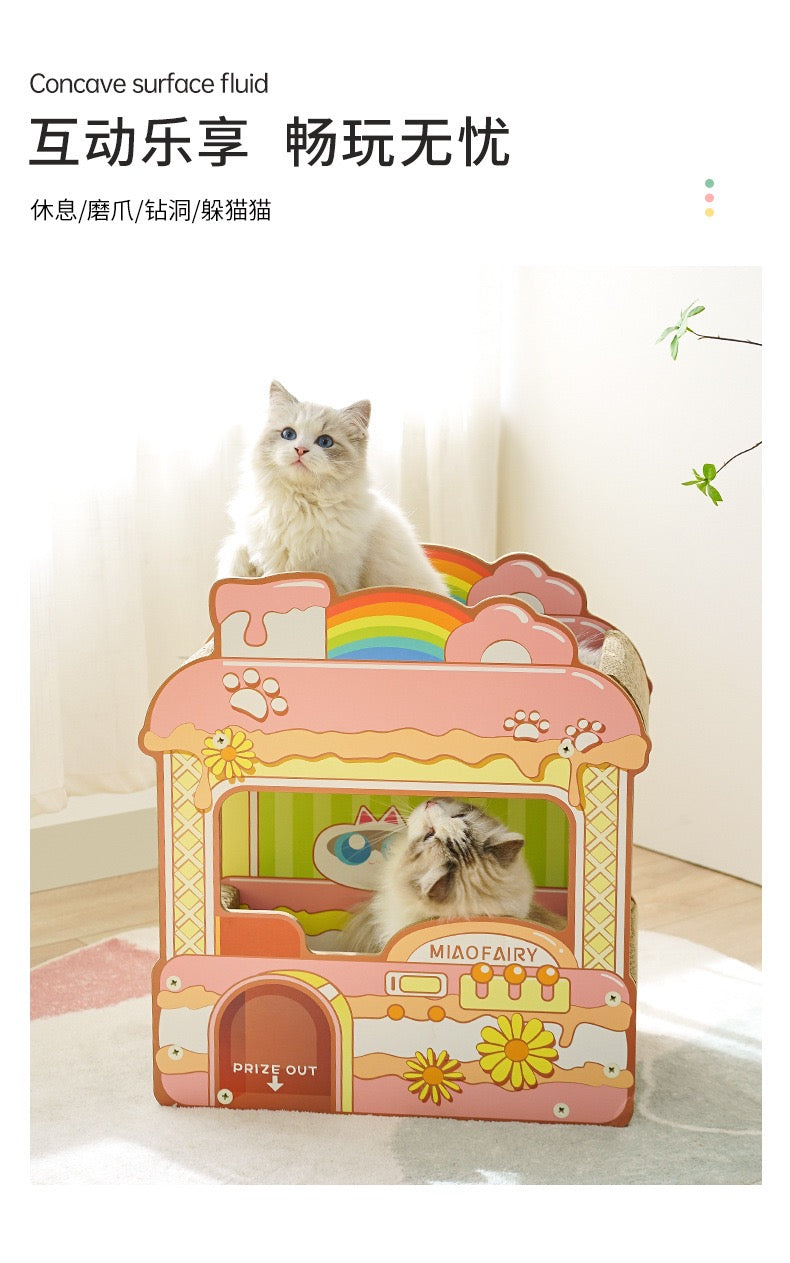 MiaoFairy Candy Shop Shaped Double Cat Scratchers House