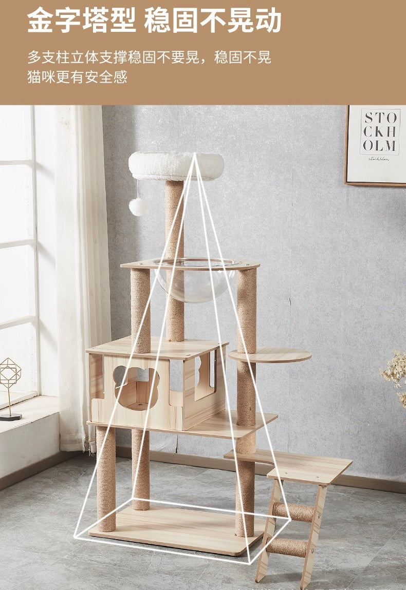 CatTree Morden Wooden Multi-Layer Cat Climbing Scratcher Cat Tree Tower Y1