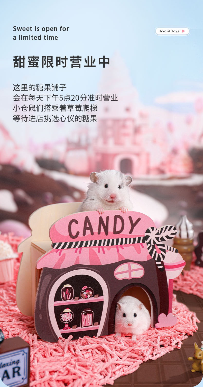 Yee Candy Shape Hamster Hideout Wooden Cage Small Pet House