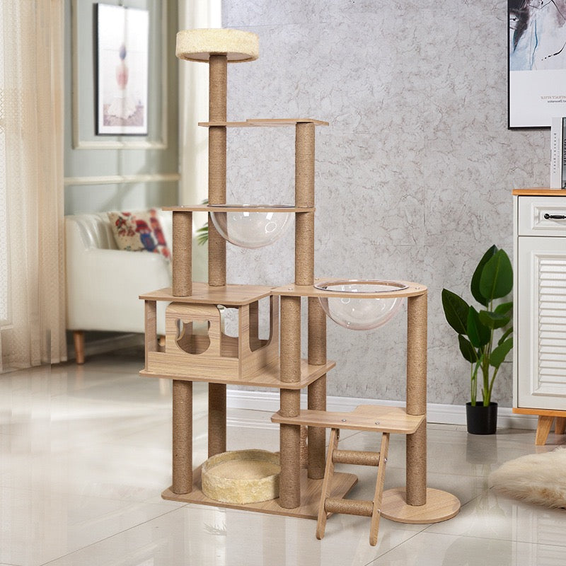 CatTree Multi-Layer Luxury Wooden Cat Climbing Frame Cat Tree Tower Y12(Sample)