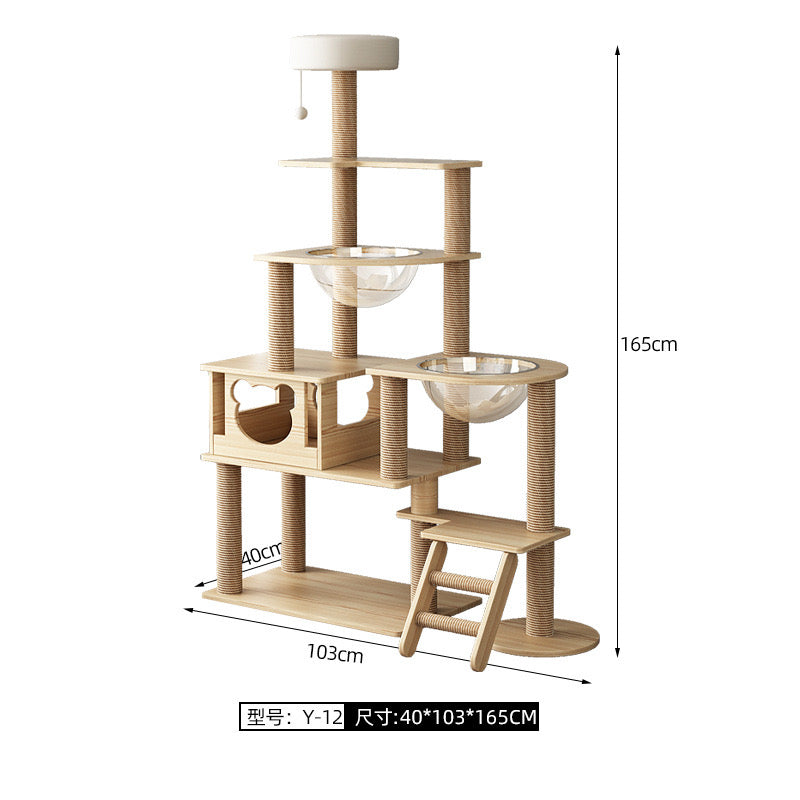 CatTree Multi-Layer Luxury Wooden Cat Climbing Frame Cat Tree Tower Y12(Sample)