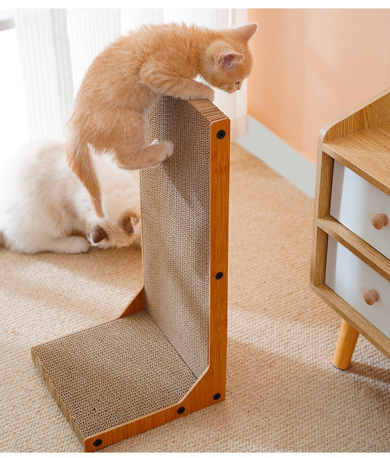 MiaoFairy L Shaped Cat Scratching Board With Ball Cat Toy