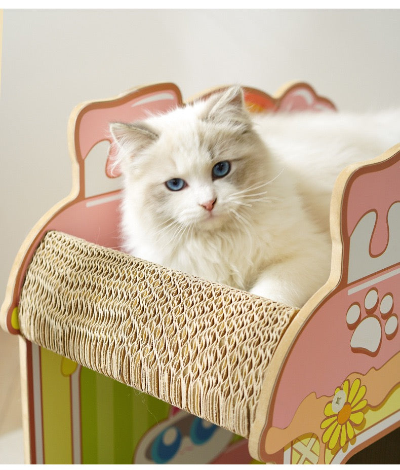 MiaoFairy Candy Shop Shaped Double Cat Scratchers House