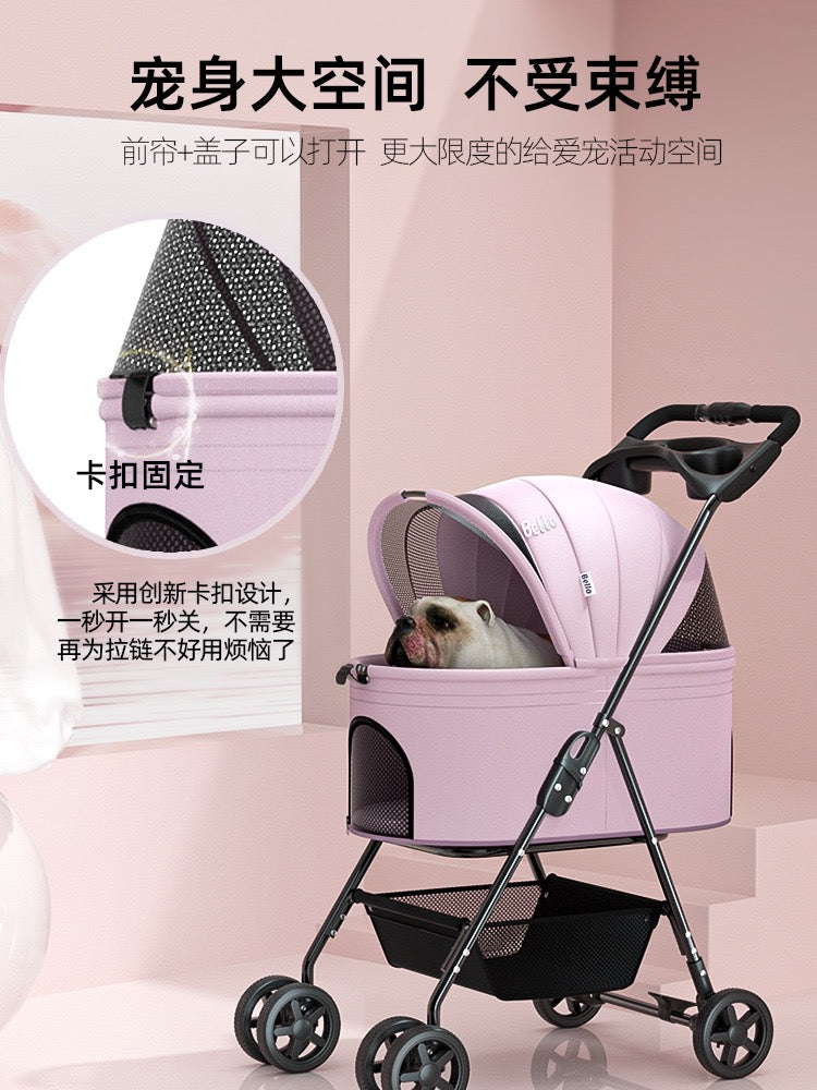 Bello Large 3-in-1 Pet Strollers with Detachable Carrier Foldable Travel Pet Stroller SP02F-L Black
