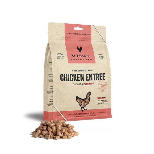 Vital Essentials Freeze-Dried Chicken Mini Nibs Cat Food Cat Treat 12oz