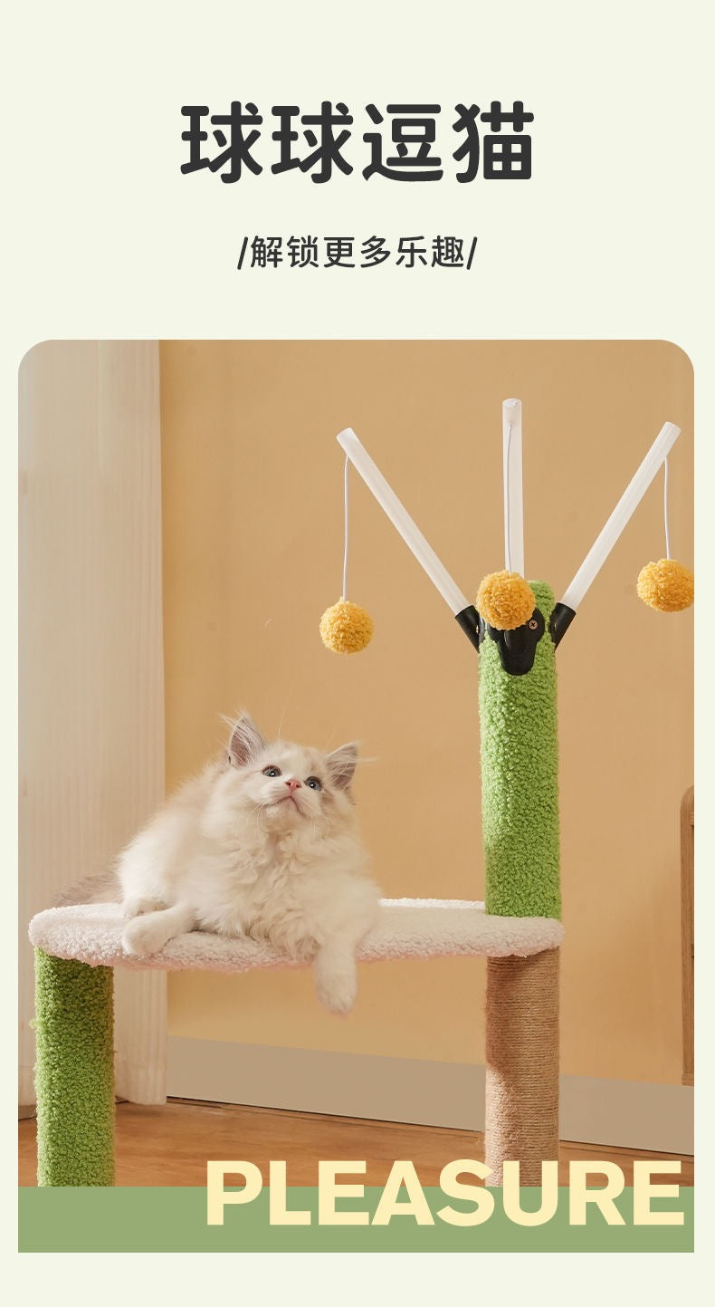 MiaoFairy Tomato Egg Shaped With Dangling Balls Scratching Post And Climbing Cat Tree