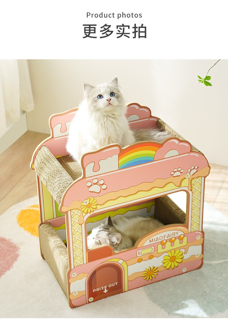 MiaoFairy Candy Shop Shaped Double Cat Scratchers House
