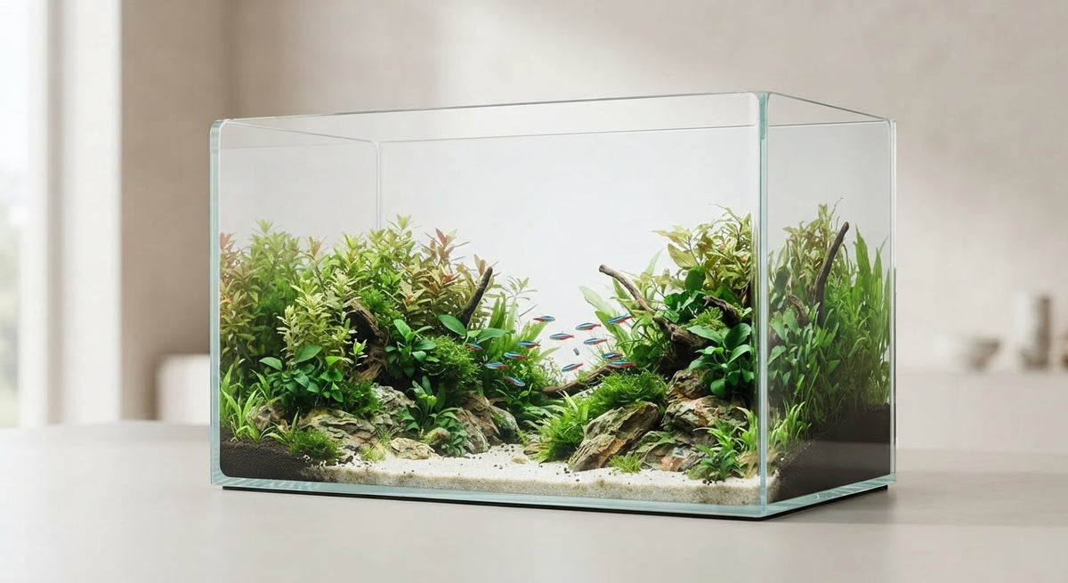 YiDing Professional Ultra-Clear Curved Glass Aquarium & Lid 3-10 Gallons Series