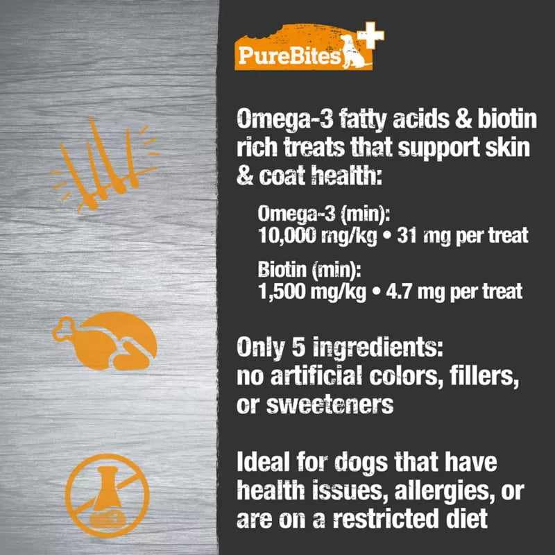 PureBites+ Freeze Dried Dog Treats - Skin & Coat 3oz/85g