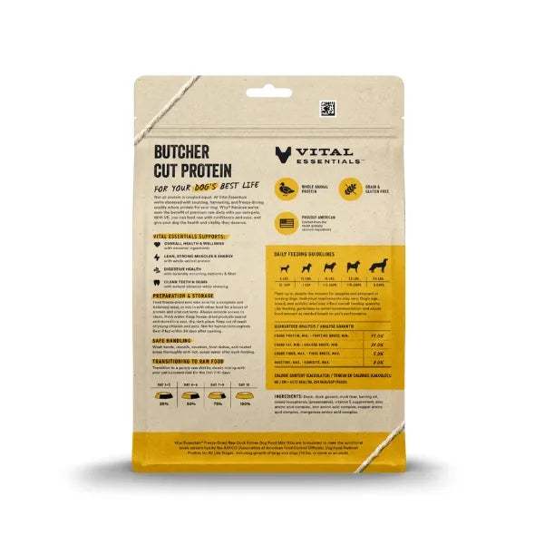 Vital Essentials Freeze-Dried Raw Duck for Dogs Mini Nibs 14oz