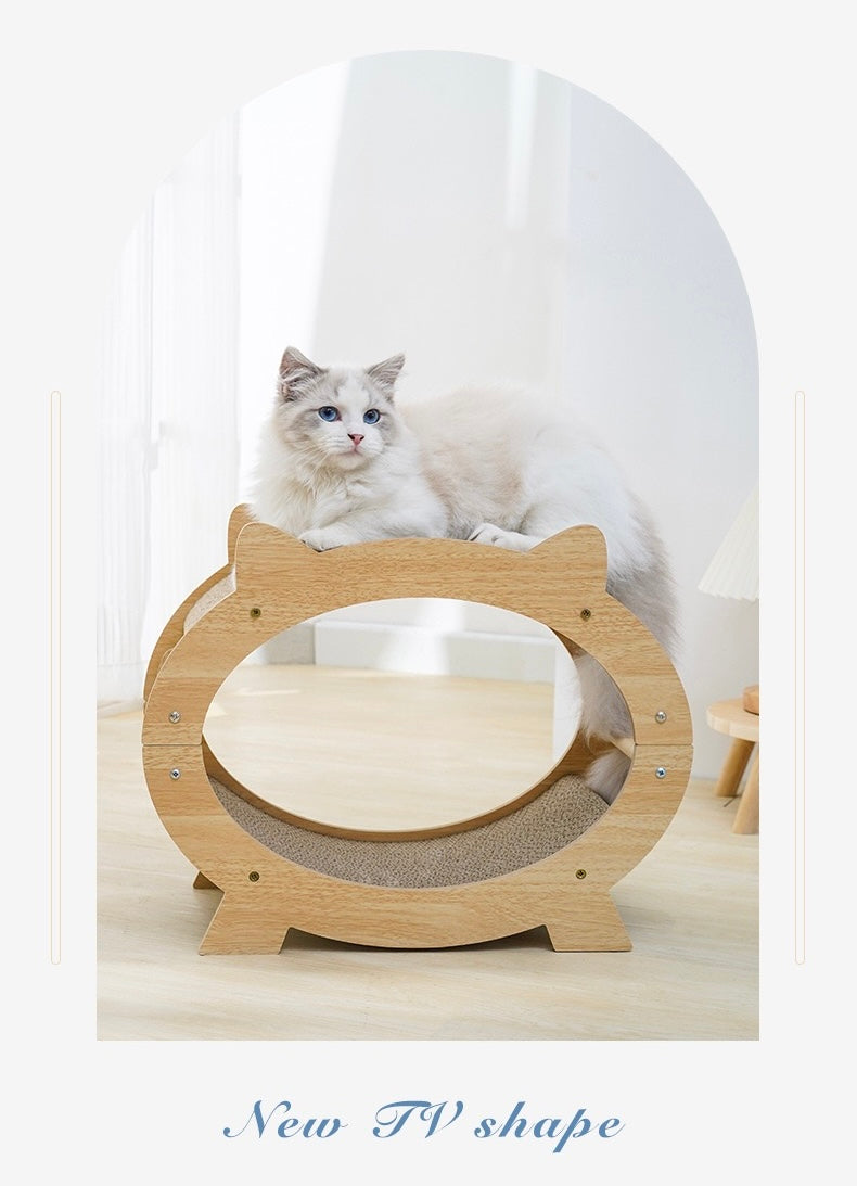 MiaoFairy Circle Wood Cute Cat Scratcher Bed