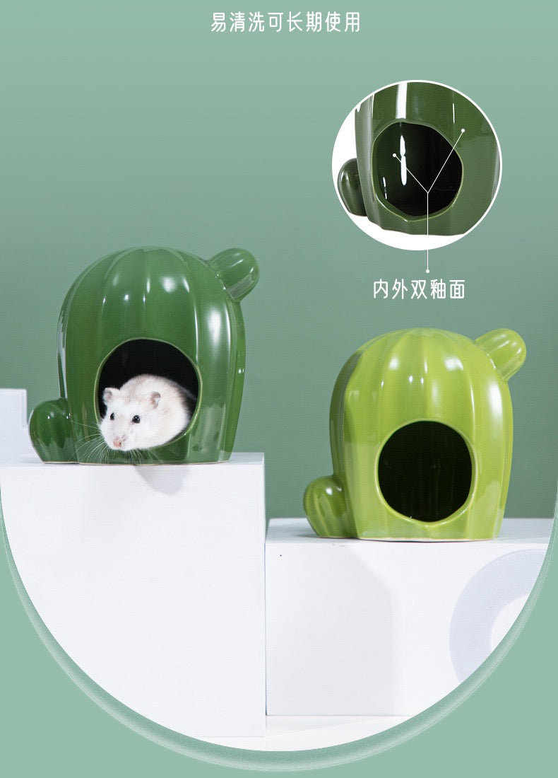 Yee Hamster Cactus Shape Hideout Ceramic House For Small Pets