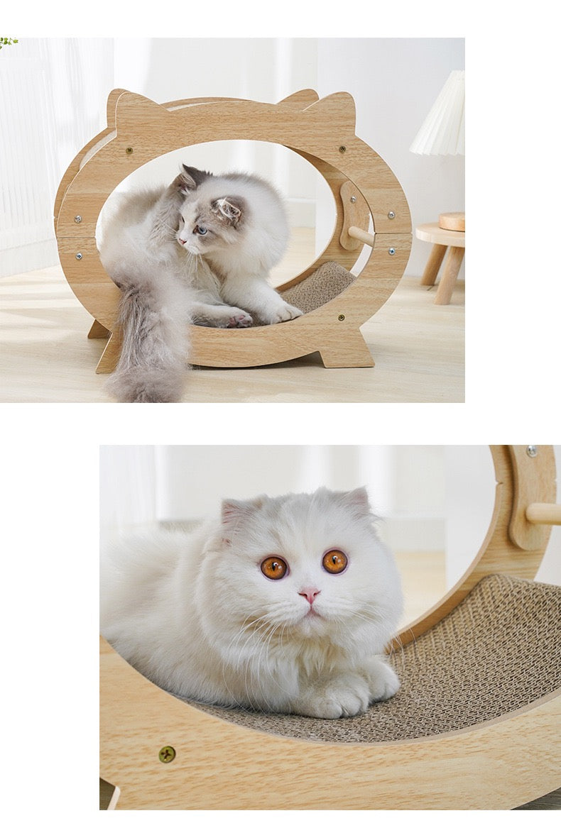 MiaoFairy Circle Wood Cute Cat Scratcher Bed