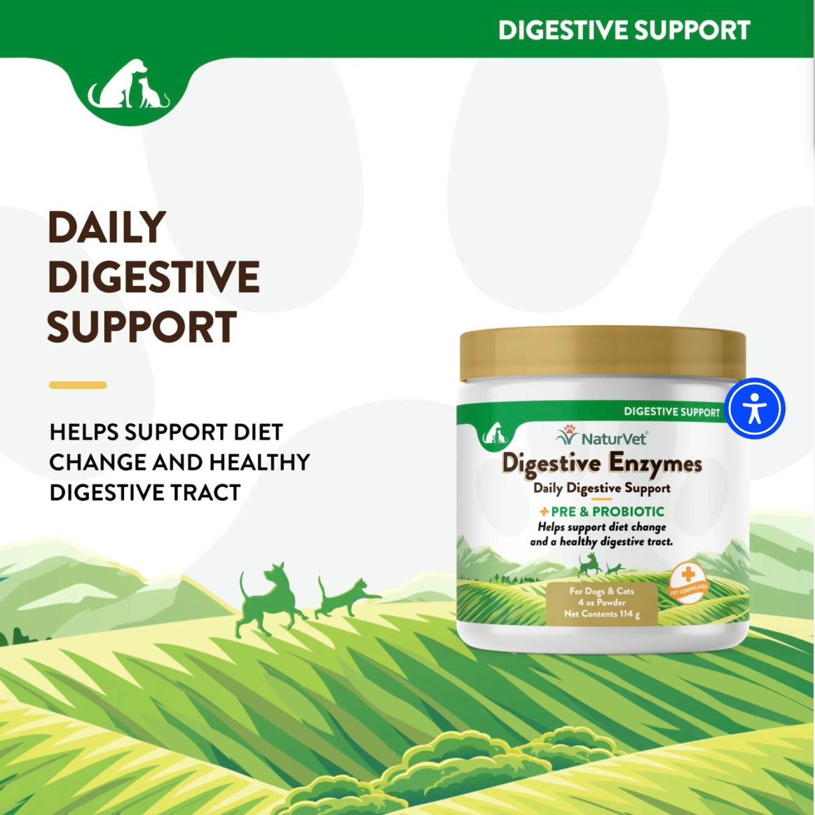NaturVet Digestive Enzymes Pre & Probiotics For Cats Dogs 4oz