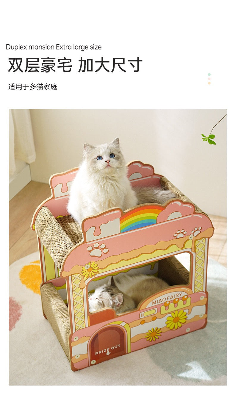 MiaoFairy Candy Shop Shaped Double Cat Scratchers House