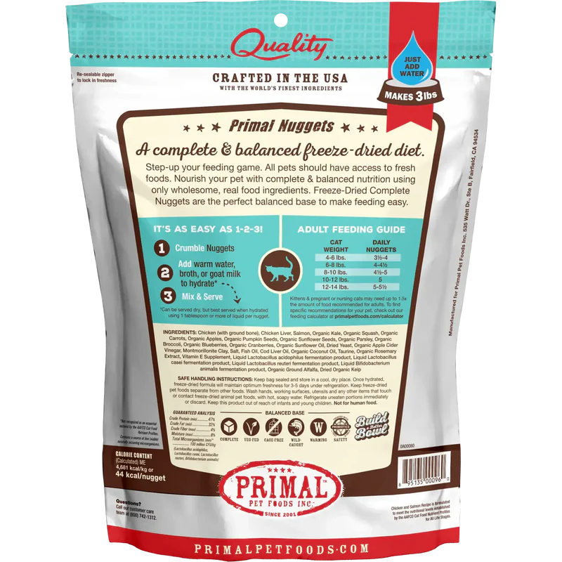 Primal Freeze-Dried Chicken & Salmon Nuggets Cat Food Cat Treat 14oz