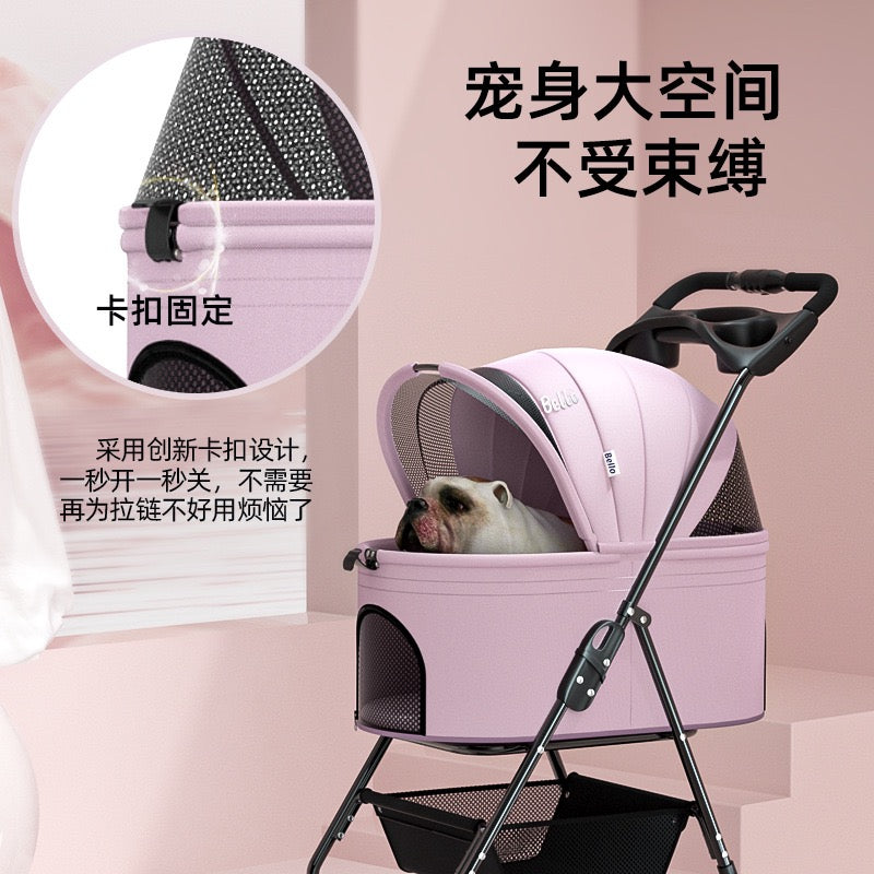 Bello Large 3-in-1 Pet Strollers with Detachable Carrier Foldable Travel Pet Stroller SP02F-L Black