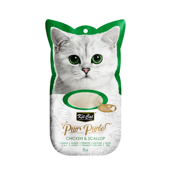 Kit Cat Purr Puree - Chicken & Scallop Cat Treat - 4 x 15g