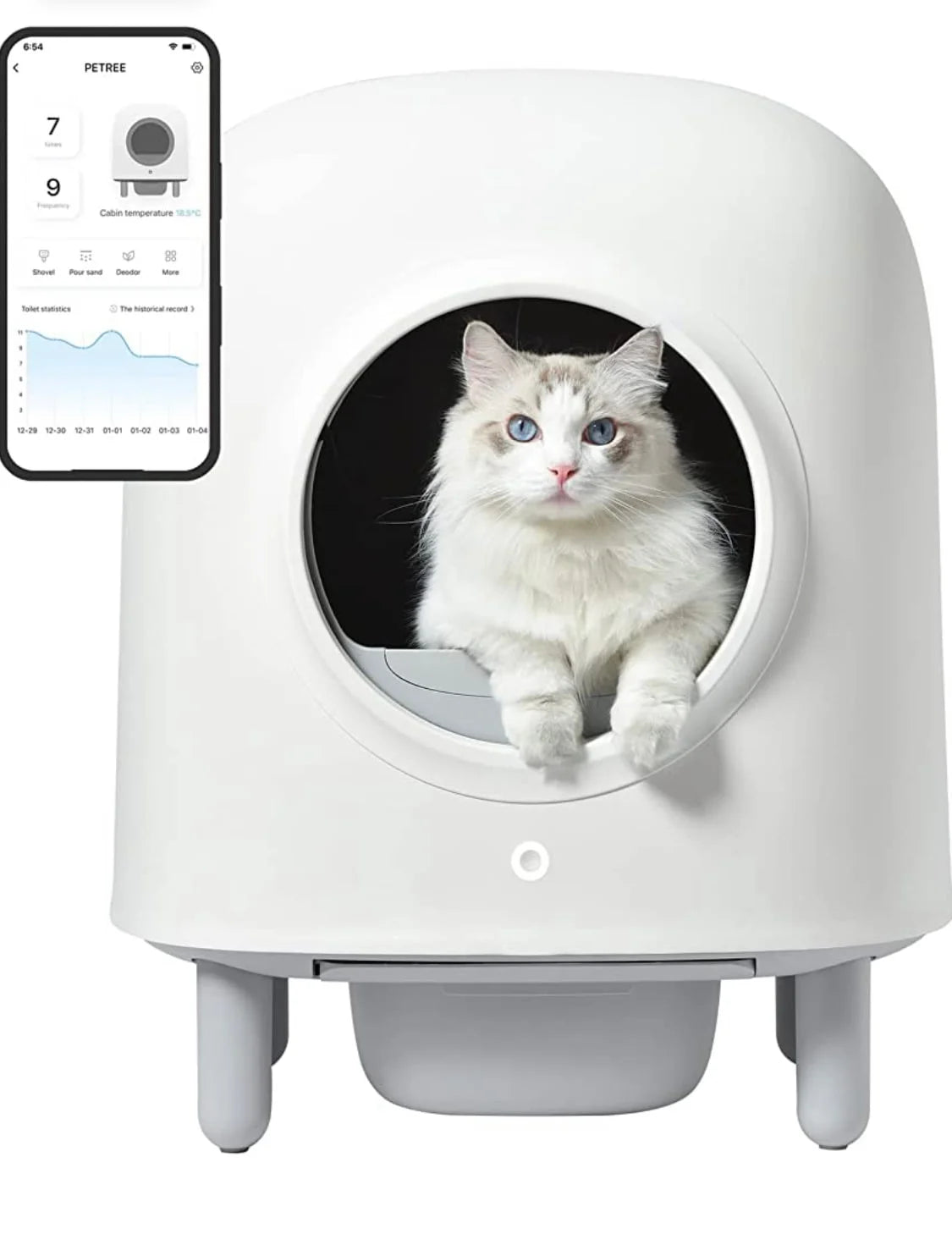 PETREE AUTOMATIC SELF CLEANING CAT LITTER BOX ENCLOSED