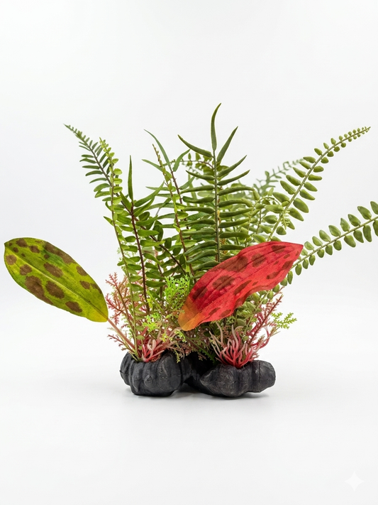 Mixed-Texture Spotted-Leaf Aquarium Plant Fish Tank Decoration
