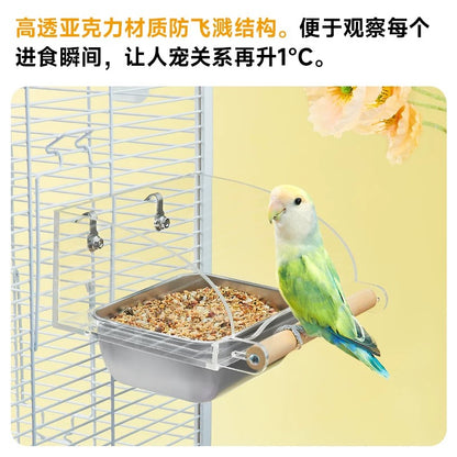 Yee Splash-Proof Stainless Steel Parrot Feeder