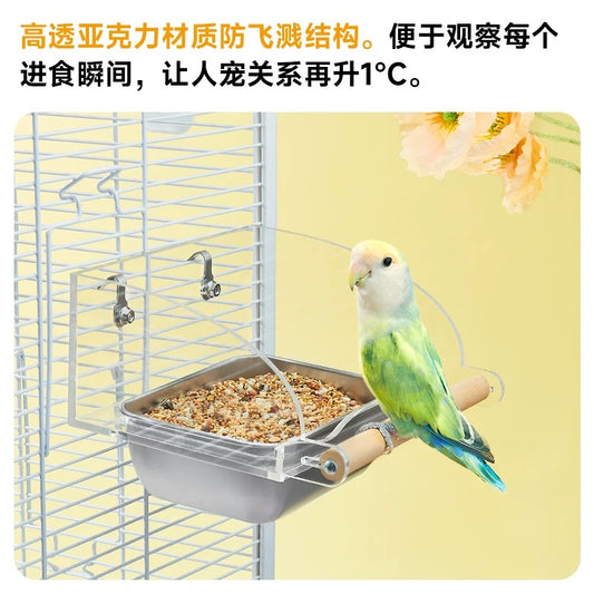 Yee Splash-Proof Stainless Steel Parrot Feeder