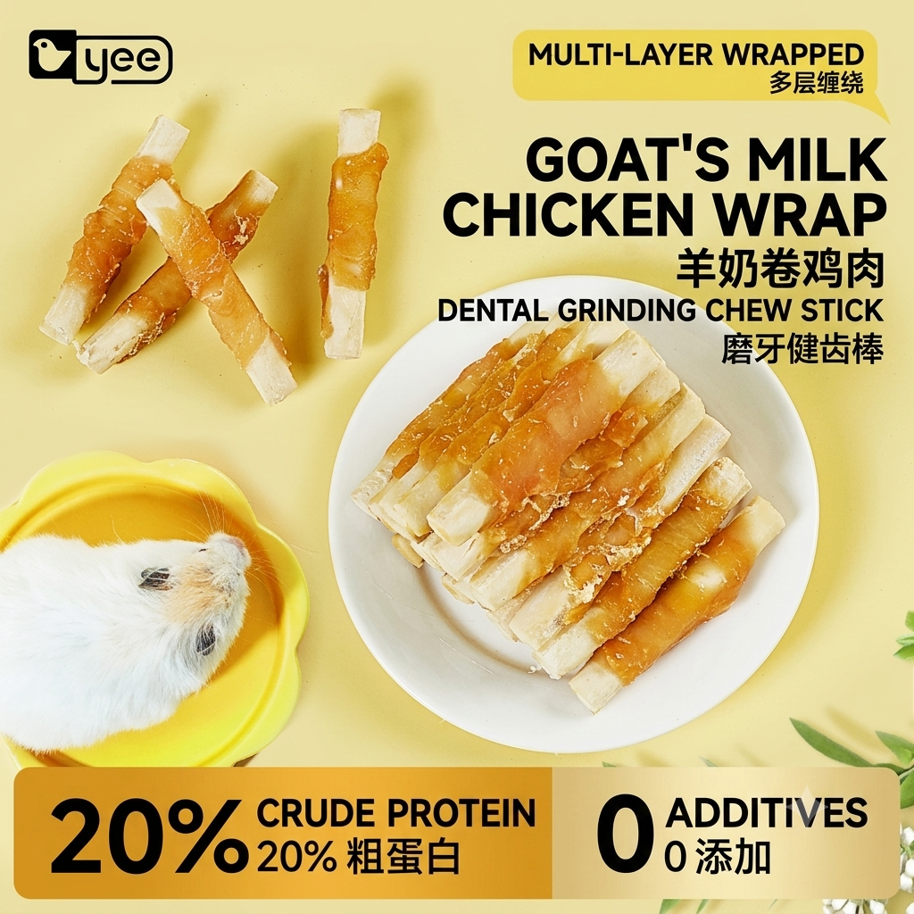 Yee Chicken Wrapped Goat Milk Calcium Chew Sticks-Premium Hamster Grinding Treats