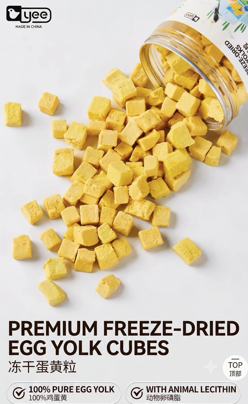 Yee Freeze-Dried Egg Yolk Cubes/100% Pure Egg Yolk Parrot Treat 60g