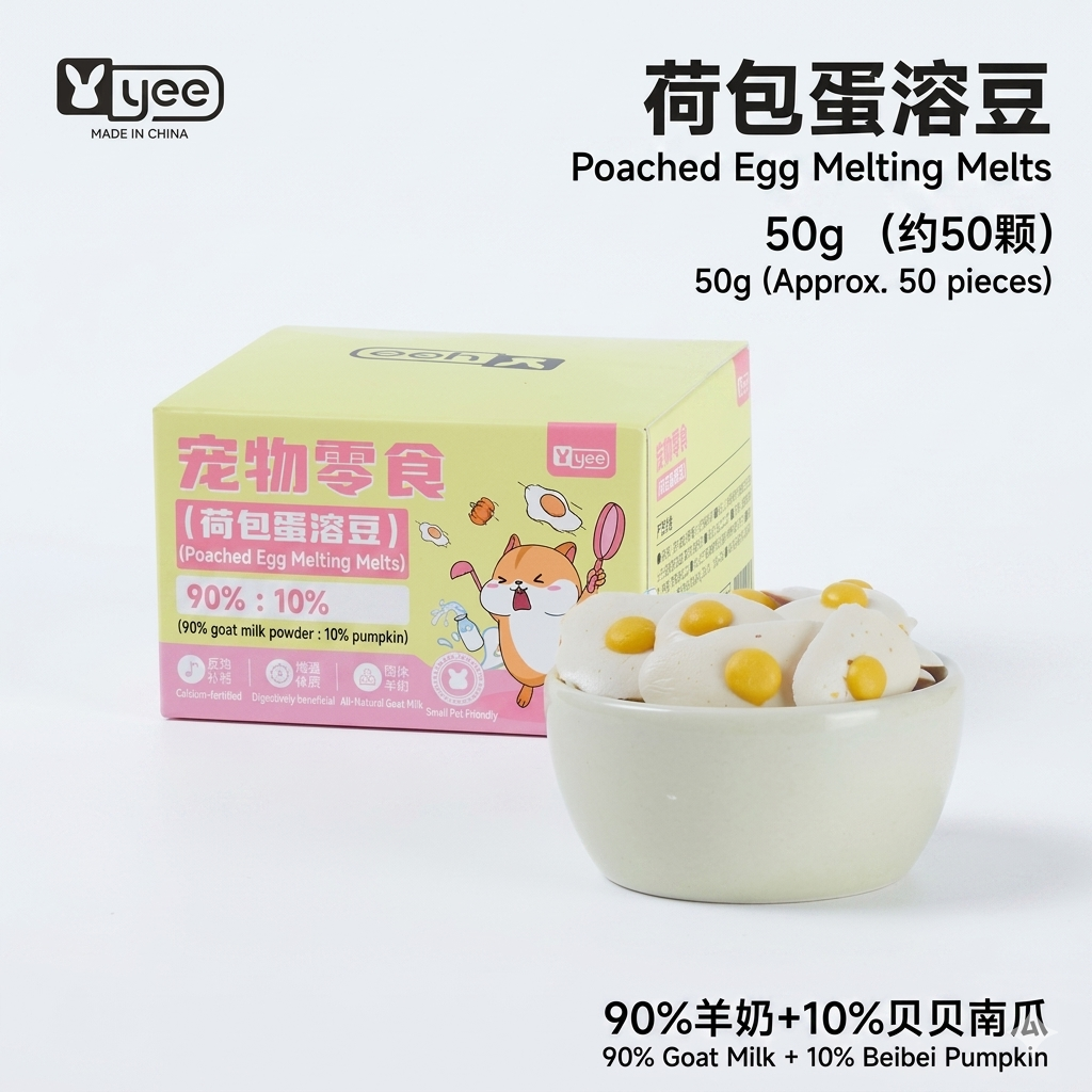 Yee Poached Egg Goat Milk Melting Drops Small Pet Treats For Hamster, Rabbit,Guinea Pig & Chinchilla 50g/Box
