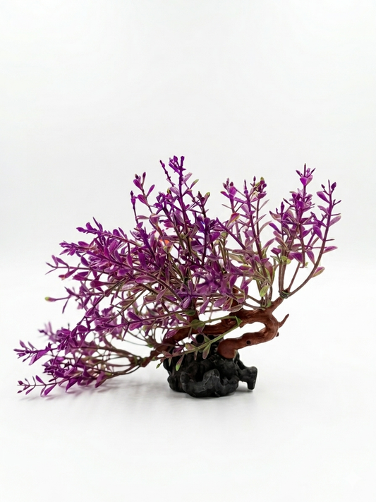 Trailing Purple Bonsai-Style Artificial Aquarium Plant Fish Tank Decoration