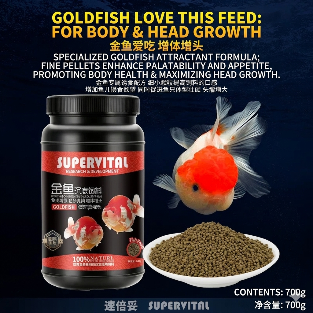 Supervital Goldfish Sinking Pellets-High Protein Color&Head Growth Fish Food(700g)