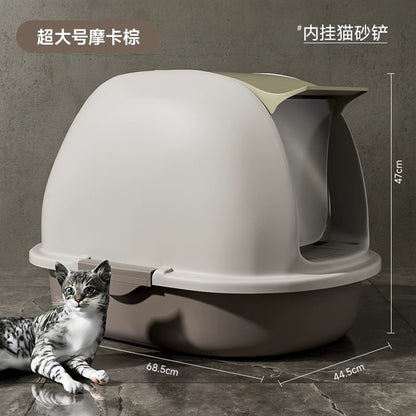 Hoopet Split Hood And Front Door Flap Cat Litter Box Enclosure With Scoop