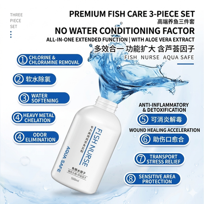 Fish Nurse 3-in-1 Aquarium Care Set Water Conditioner Nitrifying Bacteria & Immunity Supplement