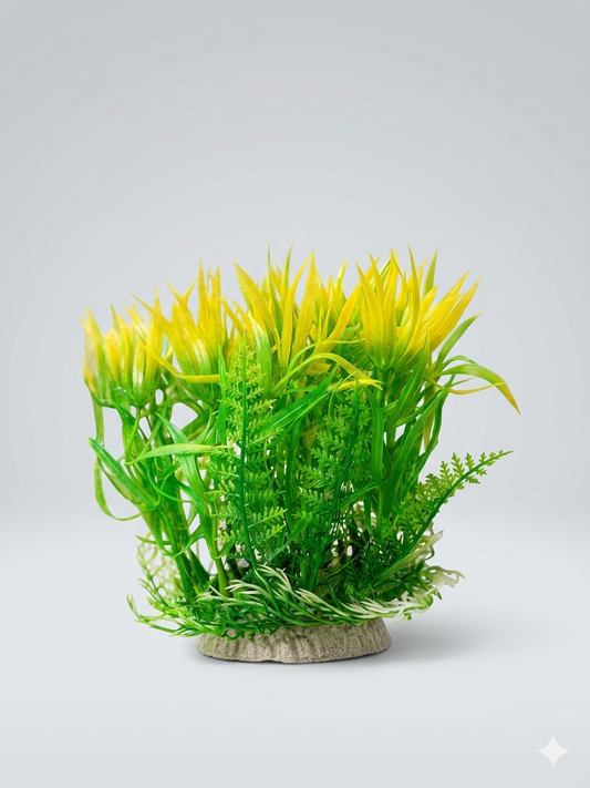 Yellow-Green Spiky-Leaf Artificial Aquarium Plant Fish Tank Decoration