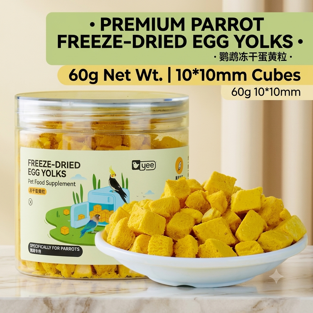 Yee Freeze-Dried Egg Yolk Cubes/100% Pure Egg Yolk Parrot Treat 60g