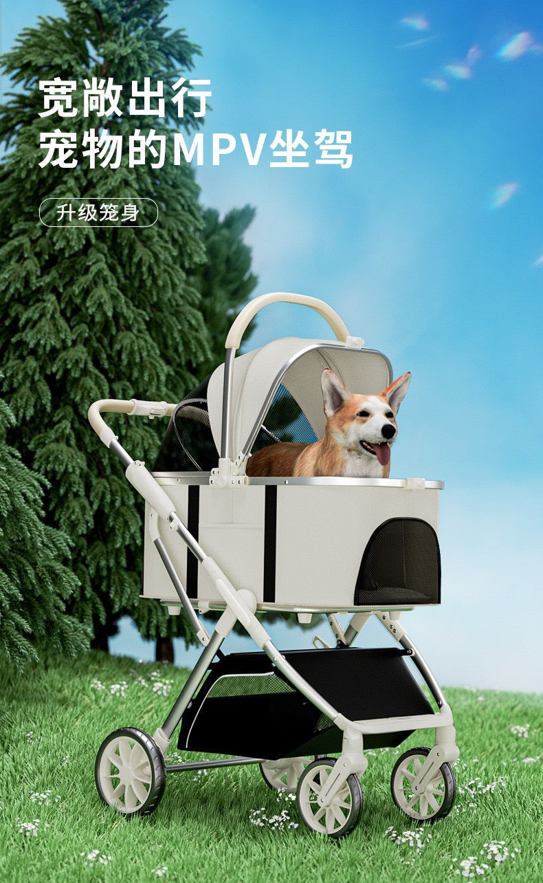 Bello Large 3-In-1 Cat Dog Stroller with Detachable Carrier Universal Wheel VM07 Black