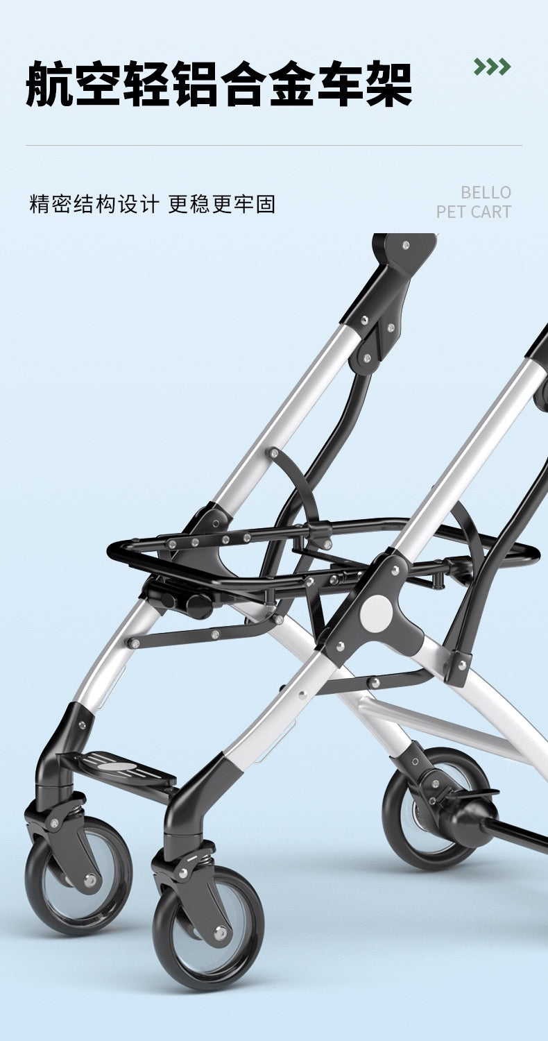 Bello Large 4 in 1 Pet Stroller One-Touch Folding Lightweight Cat&Dog Stroller VM01 Golden