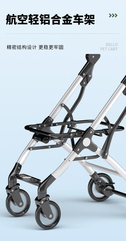 Bello Large 4 in 1 Pet Stroller One-Touch Folding Lightweight Cat&Dog Stroller VM01 Golden