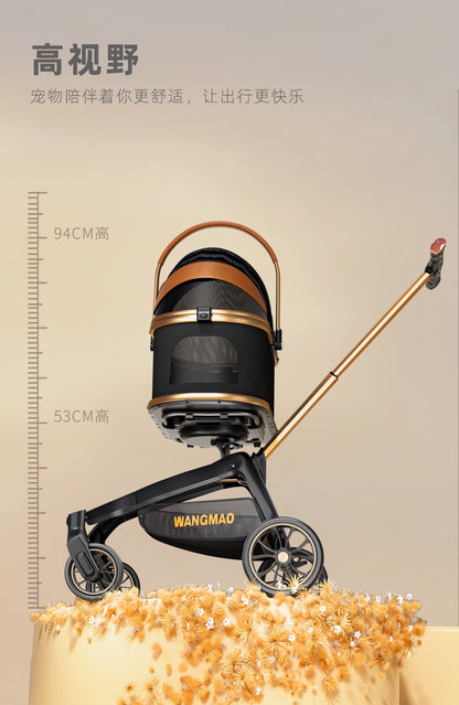 Bello Luxury Large 3 in 1 Pet Stroller with Detachable Carrier For Cats And Dogs VM06 Black