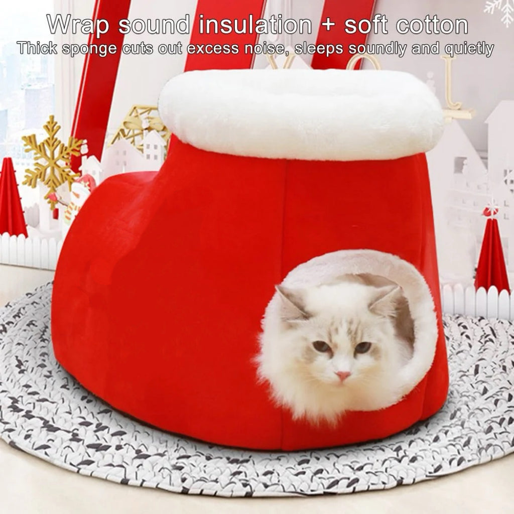 Tinypet Pet Bed Boot Shape with Mat Thickening Pet Cat Warm Cushion Nest Cat Supplies