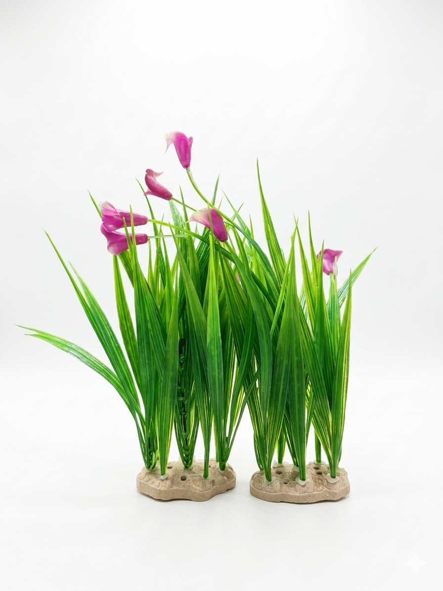 2-Pack Calla Lily Artificial Aquarium Grass Plants Fish Tank Decoration