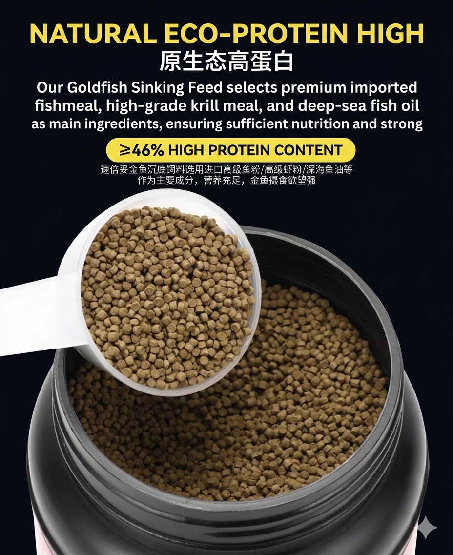 Supervital Goldfish Sinking Pellets-High Protein Color&Head Growth Fish Food(700g)