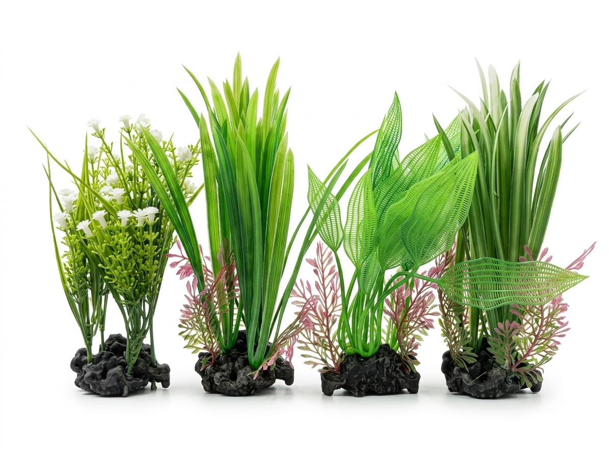 Multi-Style 4 packs Fish-Safe Artificial Aquatic Plant Decoration