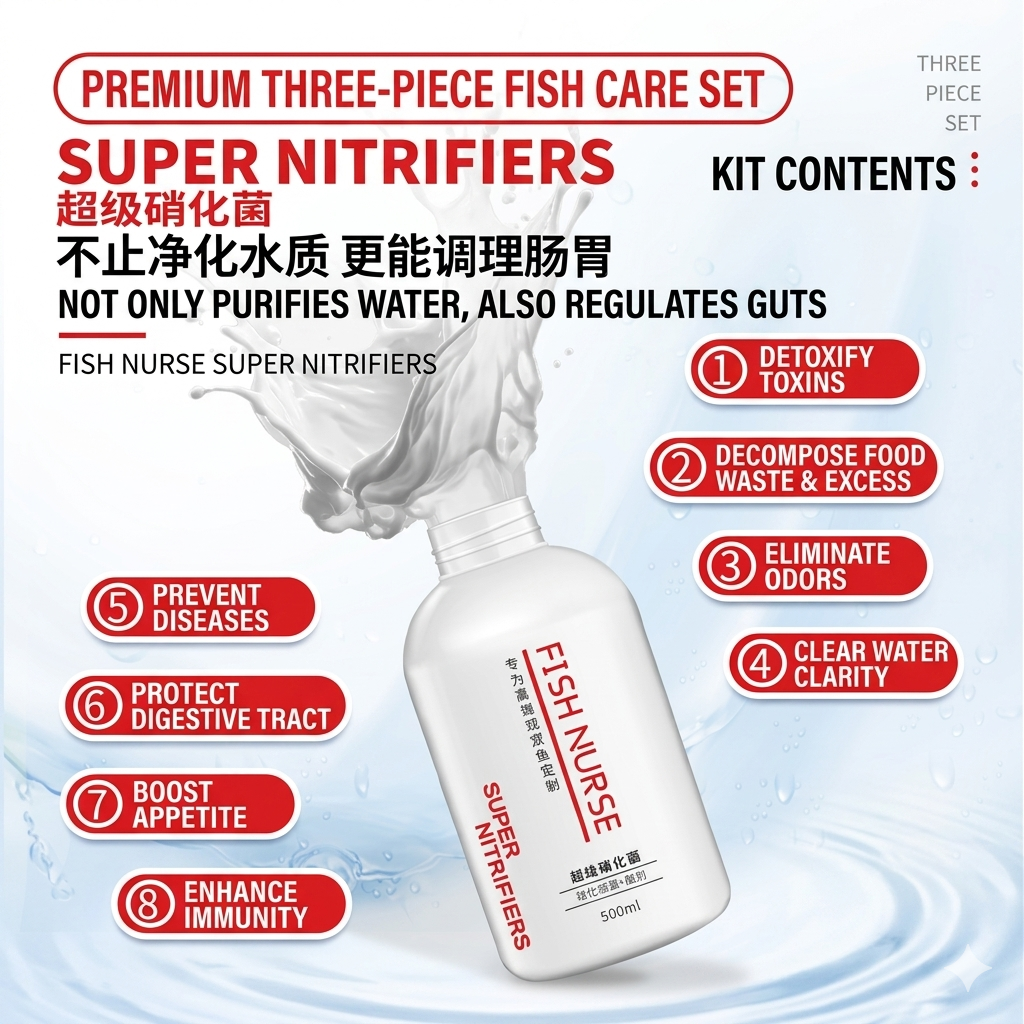 Fish Nurse 3-in-1 Aquarium Care Set Water Conditioner Nitrifying Bacteria & Immunity Supplement