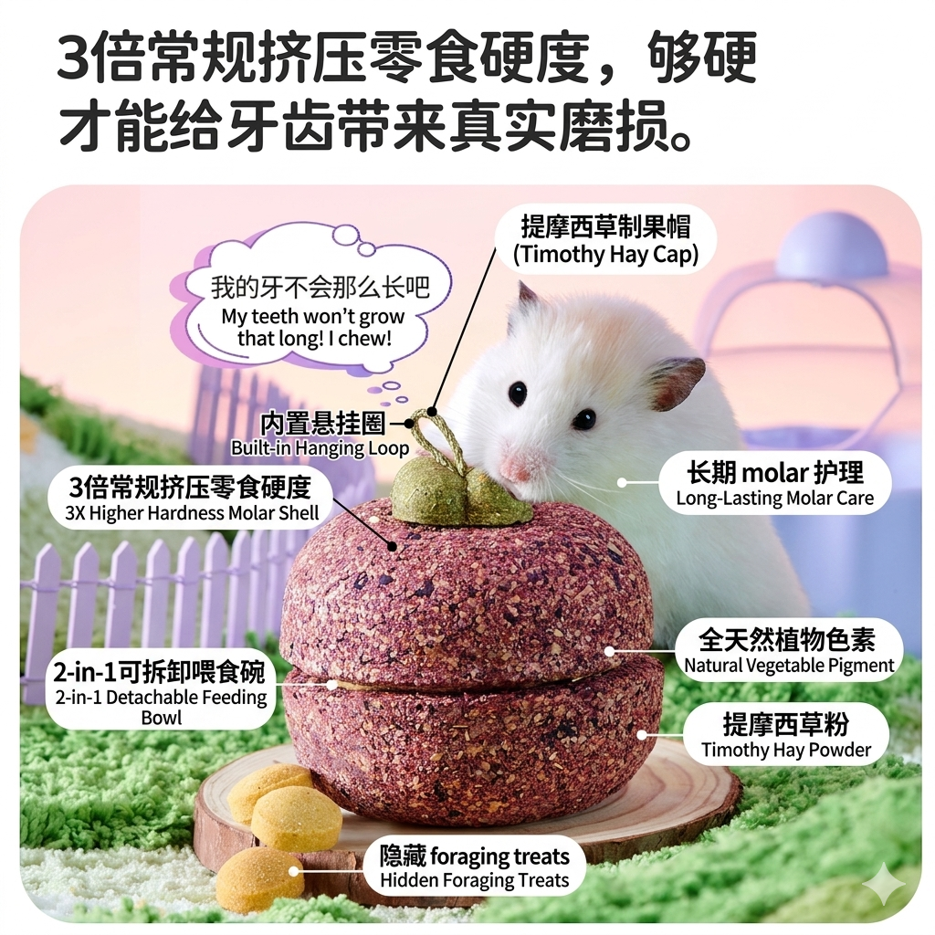 Yee Mangosteen-Shaped Hamster Foraging Chew Treat 150g